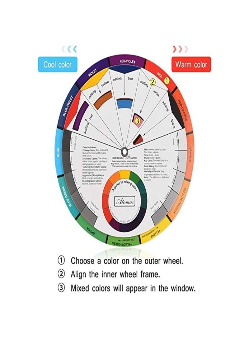 عجلة ملونة إبداعية ، دليل تعليم لمزج الطلاء، أداة تعليمية لفئة الرسم البياني لمزج المكياج والألوان المختلطة (23.5 سم) - Image 3
