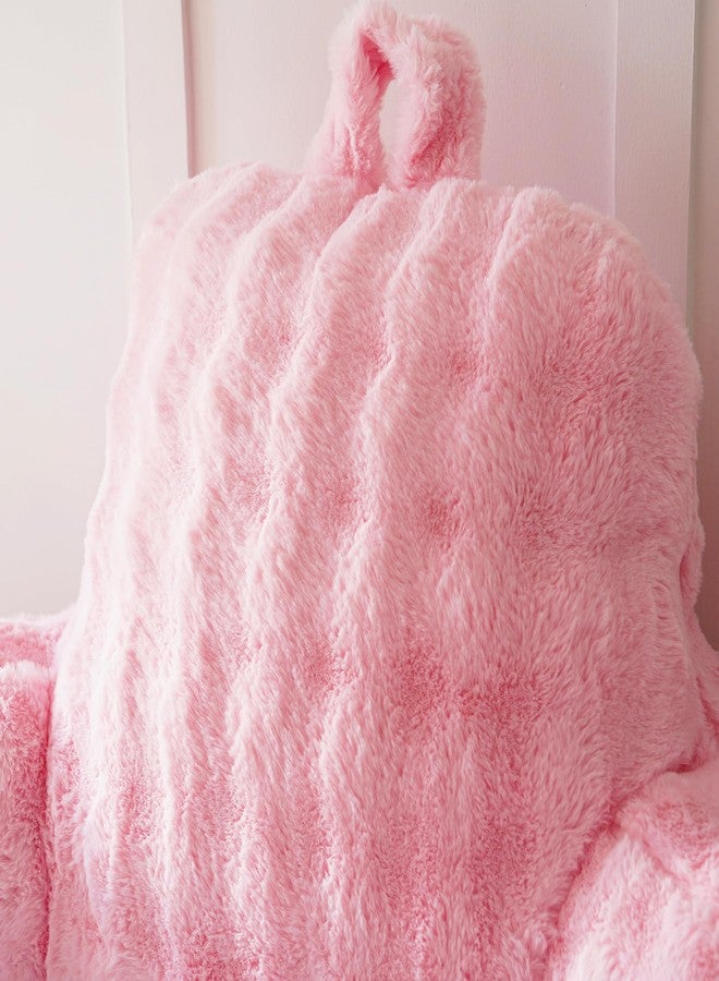 Yaoshuho Faux Fur Reading Pillow for Sitting in Bed, Large Backrest Bed Pillow with Arms, Back Support Pillow for Lounging Bedrest, Pink - Image 5
