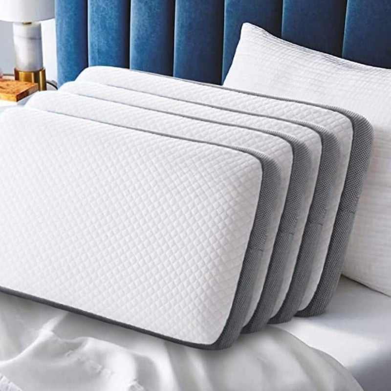 Cushio™ Memory Foam Pillow - 22"x14"x3.5" Inches (Pack of 4) - Orthopedic Bed Pillow for Neck & Shoulder Pain Relief - Wake Up Refreshed - Free Pillow Cover (White) - Image 2