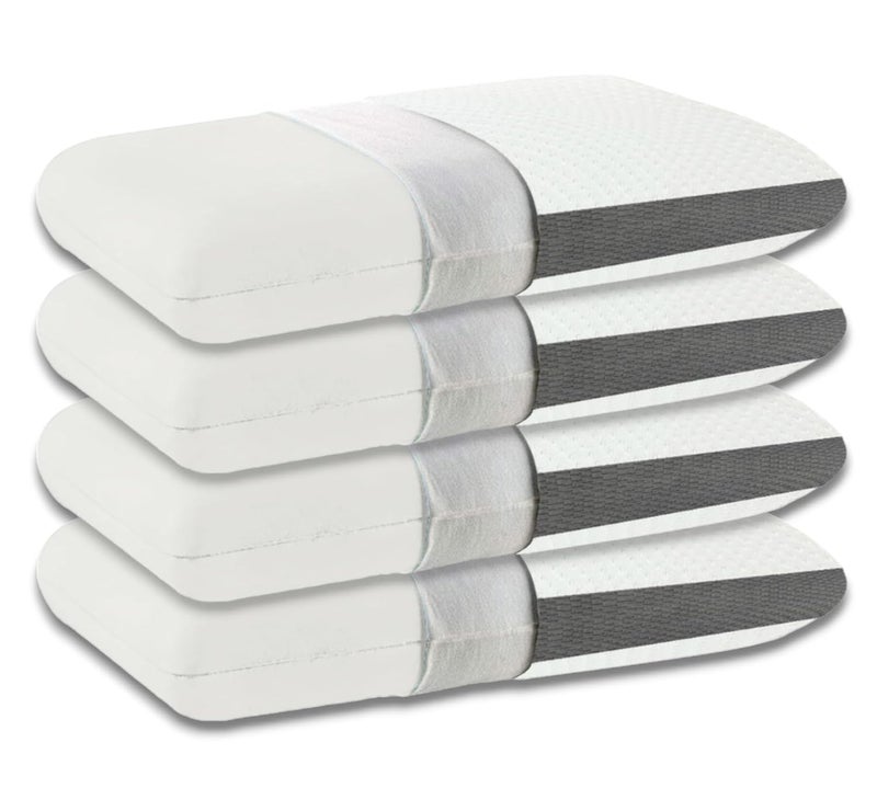 Cushio™ Memory Foam Pillow - 22"x14"x3.5" Inches (Pack of 4) - Orthopedic Bed Pillow for Neck & Shoulder Pain Relief - Wake Up Refreshed - Free Pillow Cover (White) - Image 1