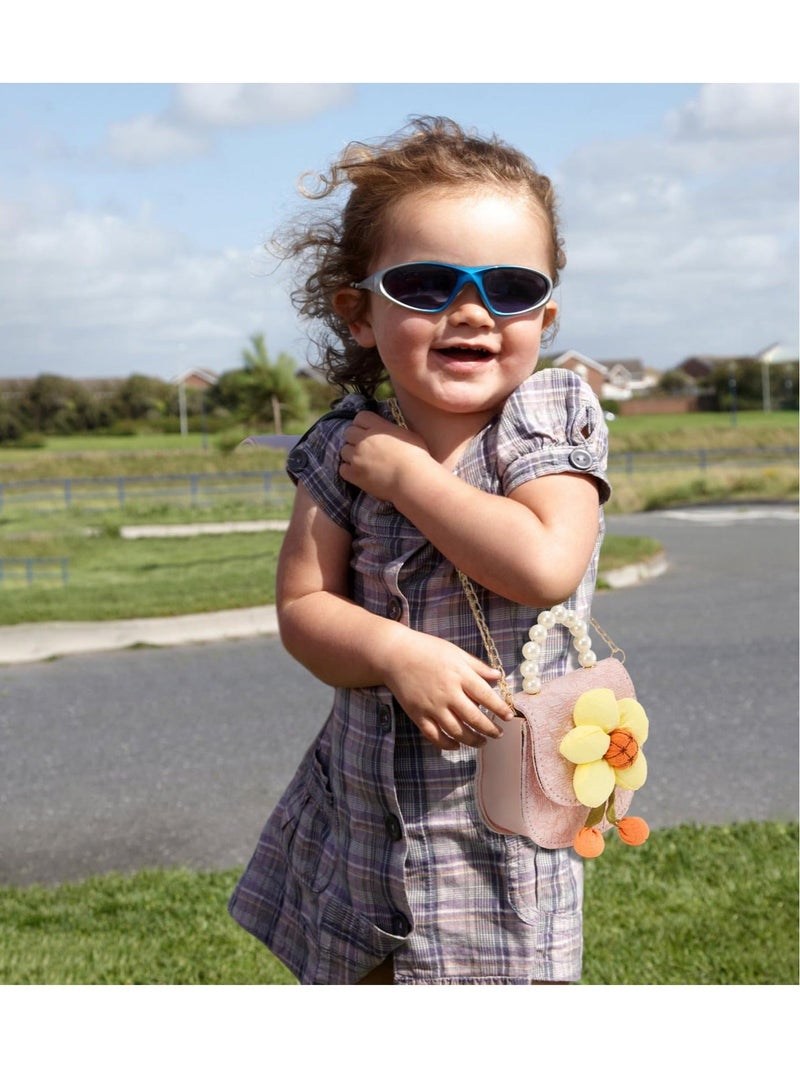 Captaintech 2 Pcs Kids Purse Set for Little Girls - PU Leather Mini Shoulder Handbags with Pearl Handle and Flower - Small Wallet Purses for Girls, Kids, and Toddlers' Dress-Up - Image 2