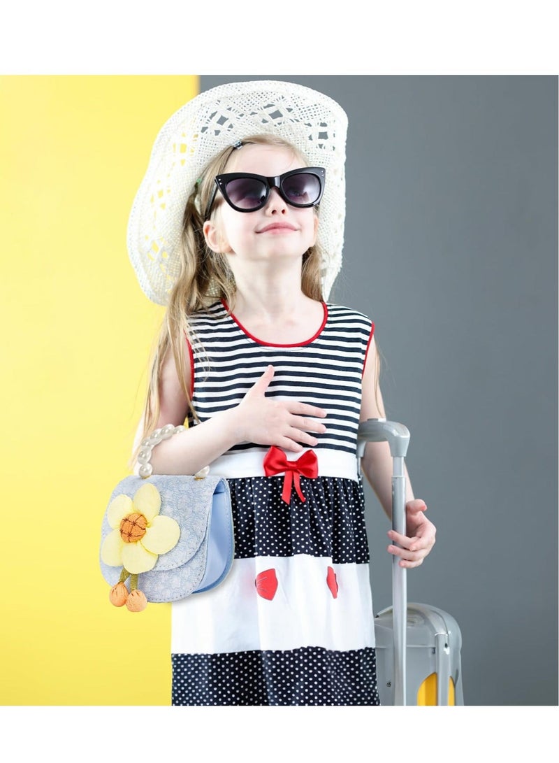 Captaintech 2 Pcs Kids Purse Set for Little Girls - PU Leather Mini Shoulder Handbags with Pearl Handle and Flower - Small Wallet Purses for Girls, Kids, and Toddlers' Dress-Up - Image 5