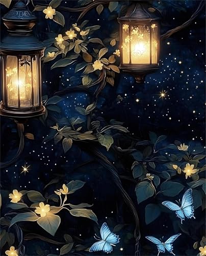 Laatse Night Forest Wallpaper Peel and Stick Dark Contact Paper Vintage Green Leaf Wall Paper Vinyl Waterproof Self Adhesive Retro Lantern Butterfly Walls Mural for Bedroom Cabinet Table Dcor175 x 393 - Image 1