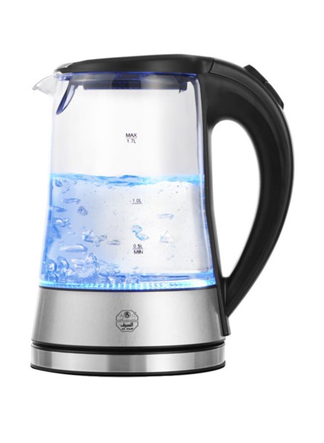 Alsaif Wahg Electric Kettle 1.7 L 2200 W S7098 Silver/Clear/Black - Image 3