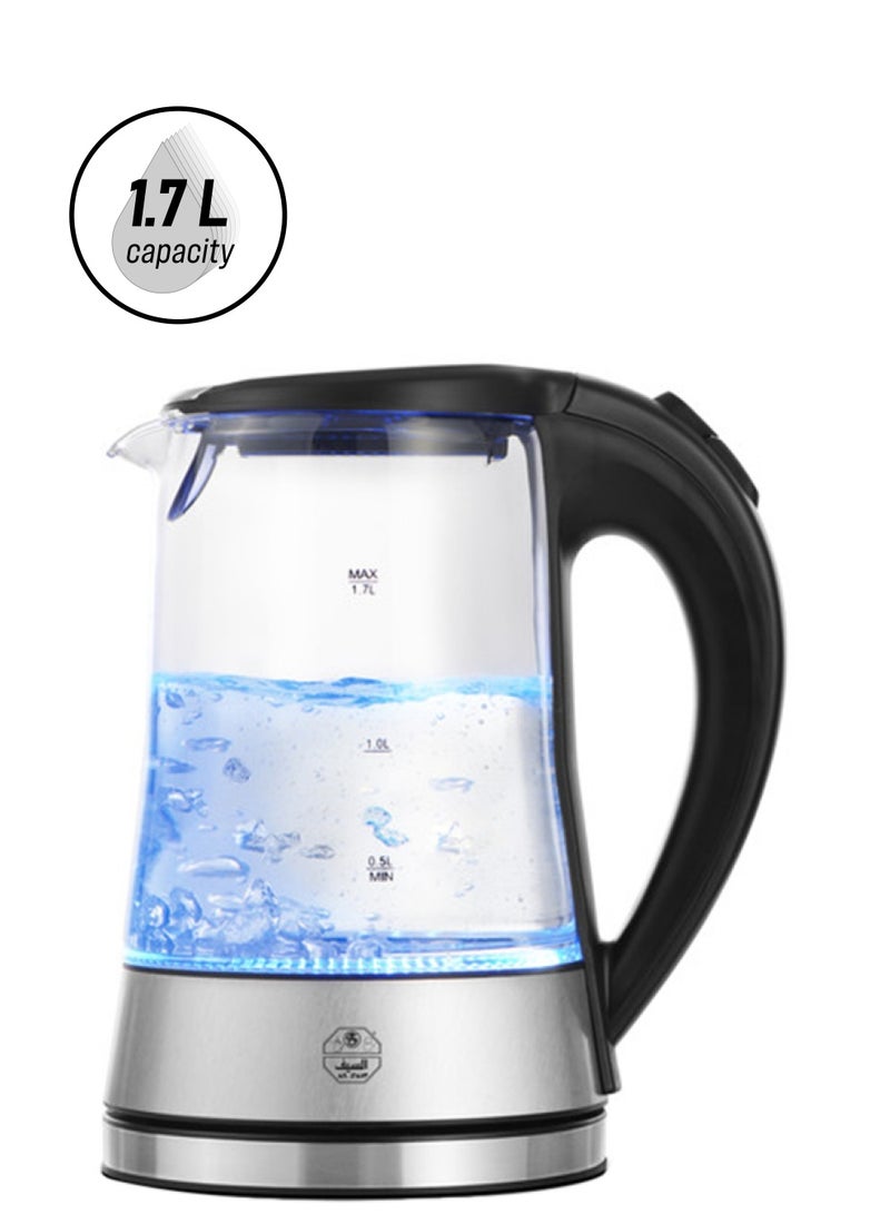 Alsaif Wahg Electric Kettle 1.7 L 2200 W S7098 Silver/Clear/Black - Image 1