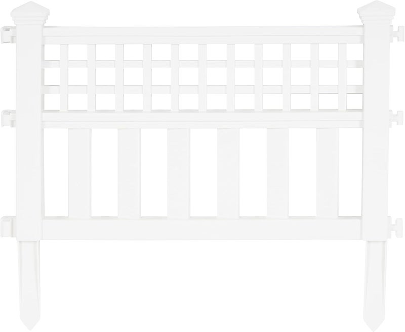 suncast Suncast Grand View 145 x 24 Inch Resin Yard Garden Border Fence White 3 Pack  - Image 3