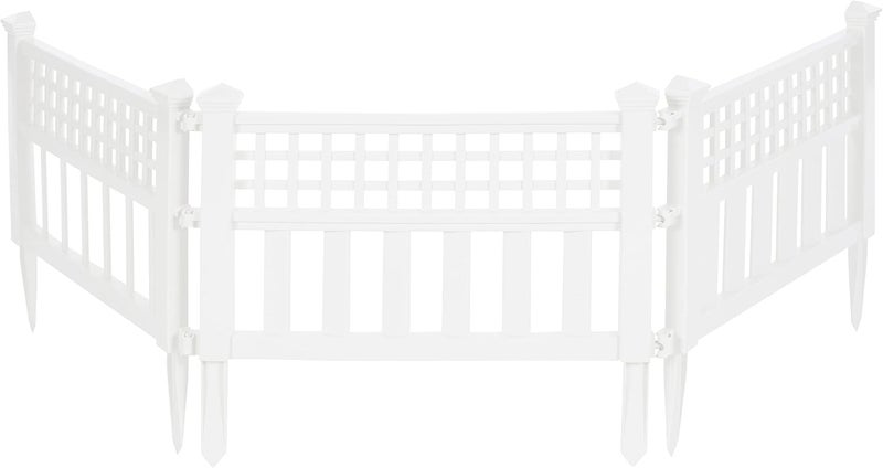 suncast Suncast Grand View 145 x 24 Inch Resin Yard Garden Border Fence White 3 Pack  - Image 1