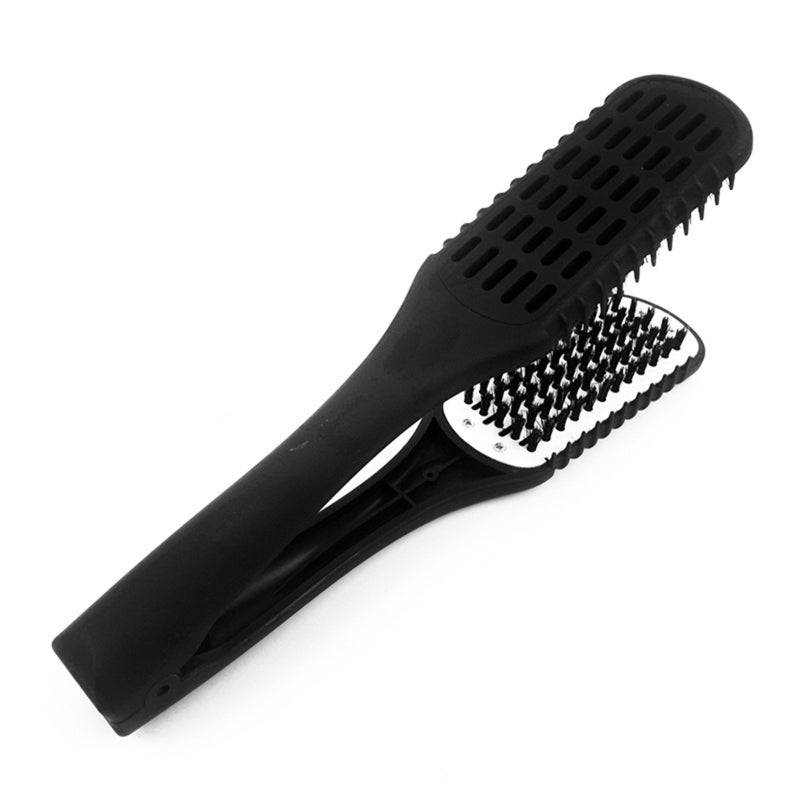 Straightening Comb: Black Natural Bristle Anti-static - High-quality Comfort Handle Hairstyling Tool for At-home Hair Straightening And Styling - Image 2