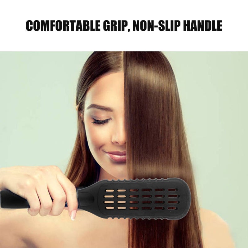 Straightening Comb: Black Natural Bristle Anti-static - High-quality Comfort Handle Hairstyling Tool for At-home Hair Straightening And Styling - Image 3