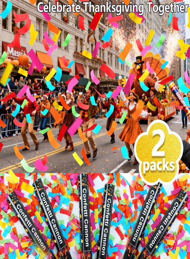OceanWings 16in Biodegradable Confetti Poppers,Confetti Cannons Bulk with Colorful Confettis Design for Ceremony Party Favor Supplies,Birthday Holiday,Halloween Thanksgiving,Christmas,New Year's Eve(2Pack) - Image 4