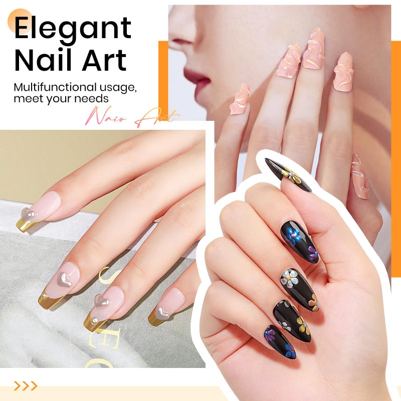 MIZHSE Solid Builder Gel - 1 oz Clear Non Stick Hand Hard Gel with 6 Colors Chrome Nail Powder and Nail Form Extension Kit for Salon and Home DIY - Image 4