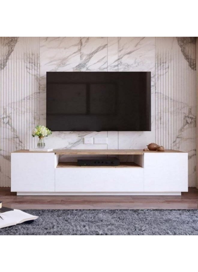 Joints وحدة تلفاز من خشب Engineered Wood باللون الأبيض – ١٨٠×٤٠×٣٠ سم  - Image 3