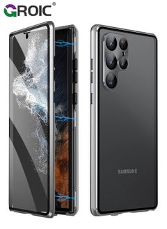 GROIC Black Case for Samsung Galaxy S24 Ultra, 360 Degree Front and Back Clear Tempered Glass Full Body Protection Magnetic Adsorption Metal Bumper Frame Flip Cover for Samsung Galaxy S24 Ultra  - Image 1