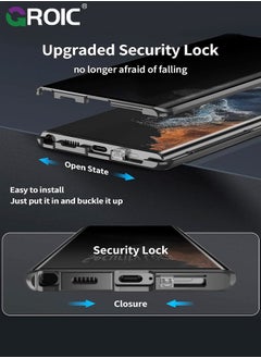 GROIC Black Case for Samsung Galaxy S24 Ultra, 360 Degree Front and Back Clear Tempered Glass Full Body Protection Magnetic Adsorption Metal Bumper Frame Flip Cover for Samsung Galaxy S24 Ultra  - Image 3