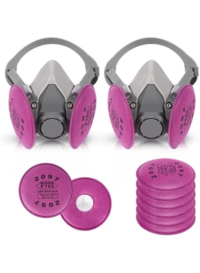 Arabest 2 Set Half/Full Face Gas Respirator Mask, Gas Masks with Activated Carbon Filter Against Gases,Dust,Organic Vapor  - Image 1