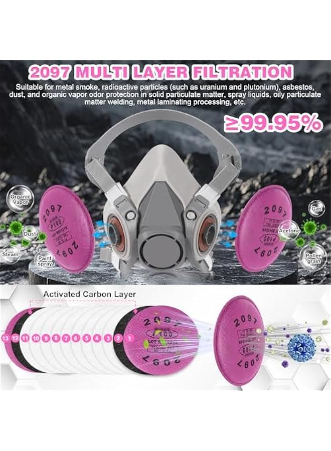 Arabest 2 Set Half/Full Face Gas Respirator Mask, Gas Masks with Activated Carbon Filter Against Gases,Dust,Organic Vapor  - Image 2
