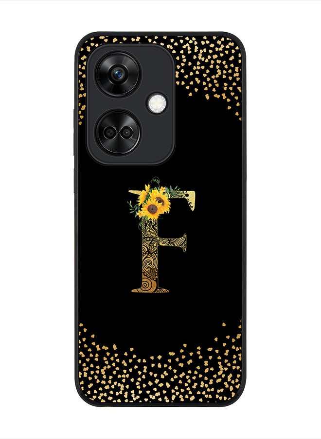 Stylizedd Rugged Black Edge case for OnePlus Nord CE3 / Oppo K11, Slim fit Flexible   Custom Monogram Initial Letter Mandala Floral Pattern Alphabet- F (Black) - Image 1