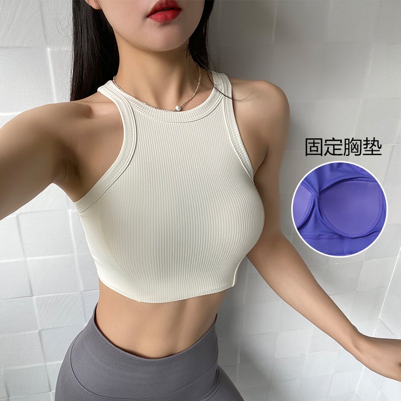 Girl Sports Vest Women'S Fixed Chest Pad Threaded Yoga Intimates Quick-Drying Fitness Bra Running Bubble Wrap Yoga Clothes - Image 4
