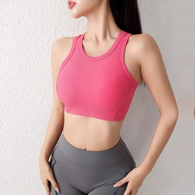 Girl Sports Vest Women'S Fixed Chest Pad Threaded Yoga Intimates Quick-Drying Fitness Bra Running Bubble Wrap Yoga Clothes - Image 1