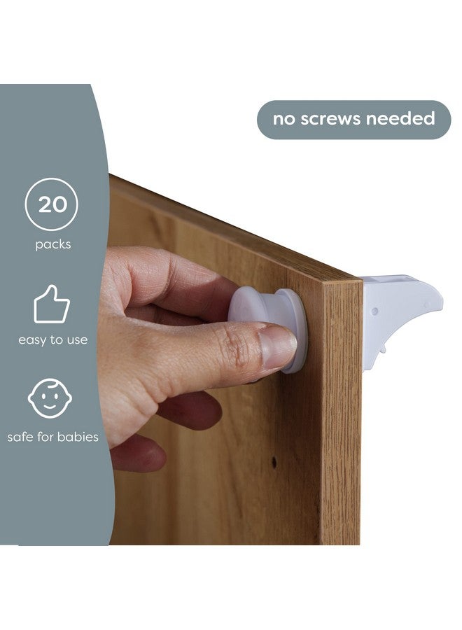 MATANA 20 Pack Magnetic Cabinet Locks Baby Proofing (20 Locks + 4 Keys) Adhesive Easy Installation, No Drilling Child Proof Cabinet Locks Magnetic Drawer Locks - Image 2