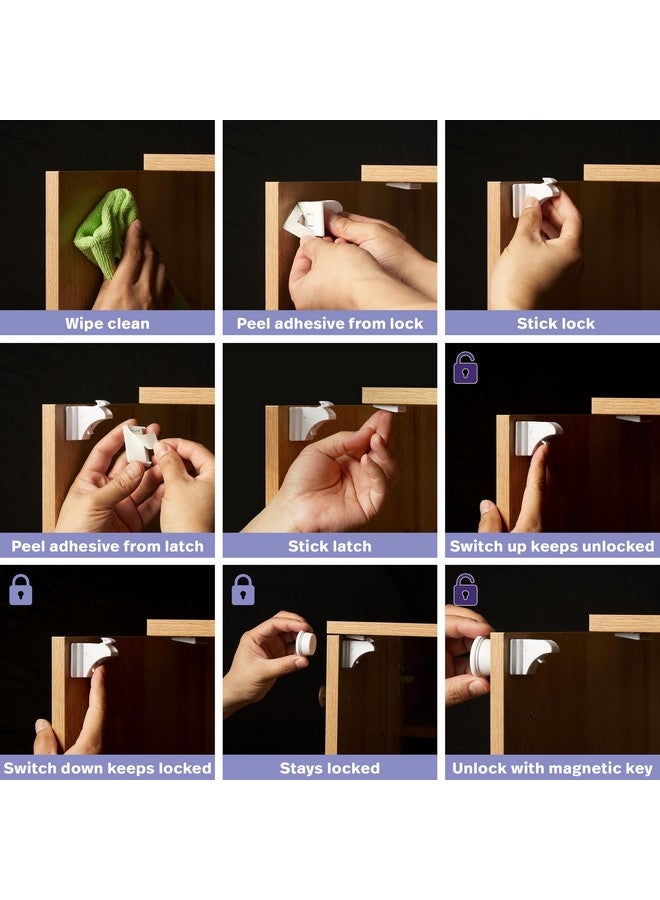 MATANA 20 Pack Magnetic Cabinet Locks Baby Proofing (20 Locks + 4 Keys) Adhesive Easy Installation, No Drilling Child Proof Cabinet Locks Magnetic Drawer Locks - Image 4