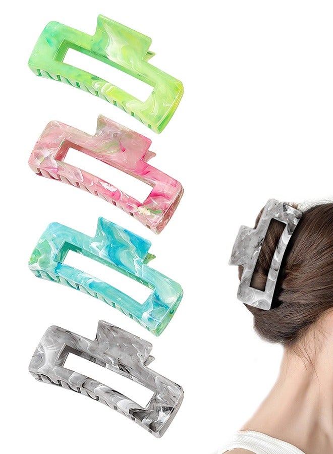 Beyond 4 Pcs Marbling Hair Claw Clips, Strong Hold Nonslip Large Jaw Clip, Hair Barrettes for Women and Girls (Colorful) - Image 1