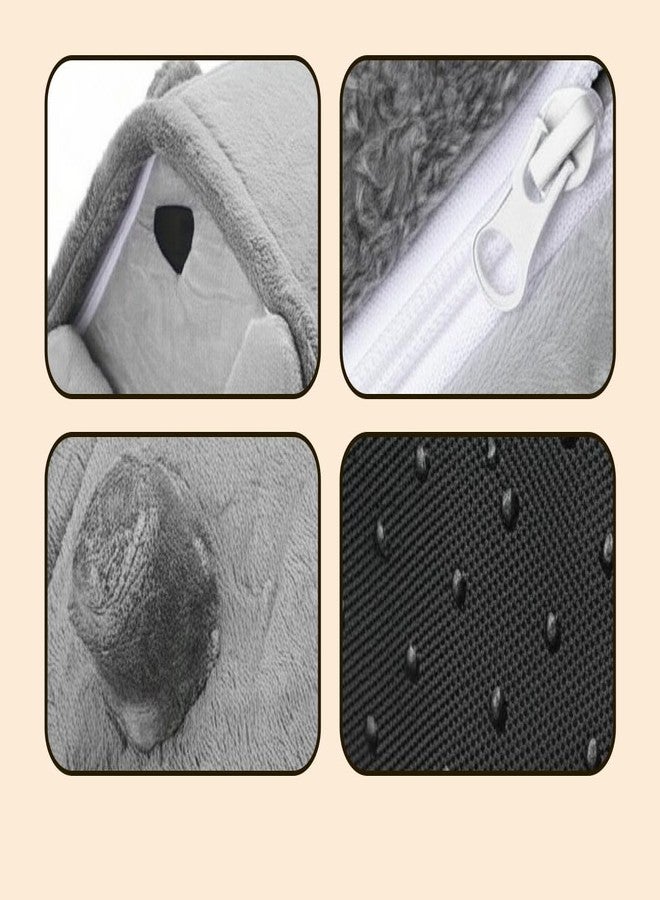 FunMay Luxury Foldable Rabbit-Ear Cat House & Dog Bed - Indoor Double Roof Condo with 30D Memory Foam, Removable Washable Cushion, Non-Slip Base, Cozy Pet Tent for Small Dogs & Cats, Gray (Extra Large) - Image 4