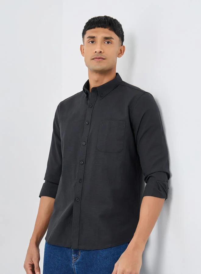 ستايلي Styli Regular Fit Buttoned Long Sleeve Shirt