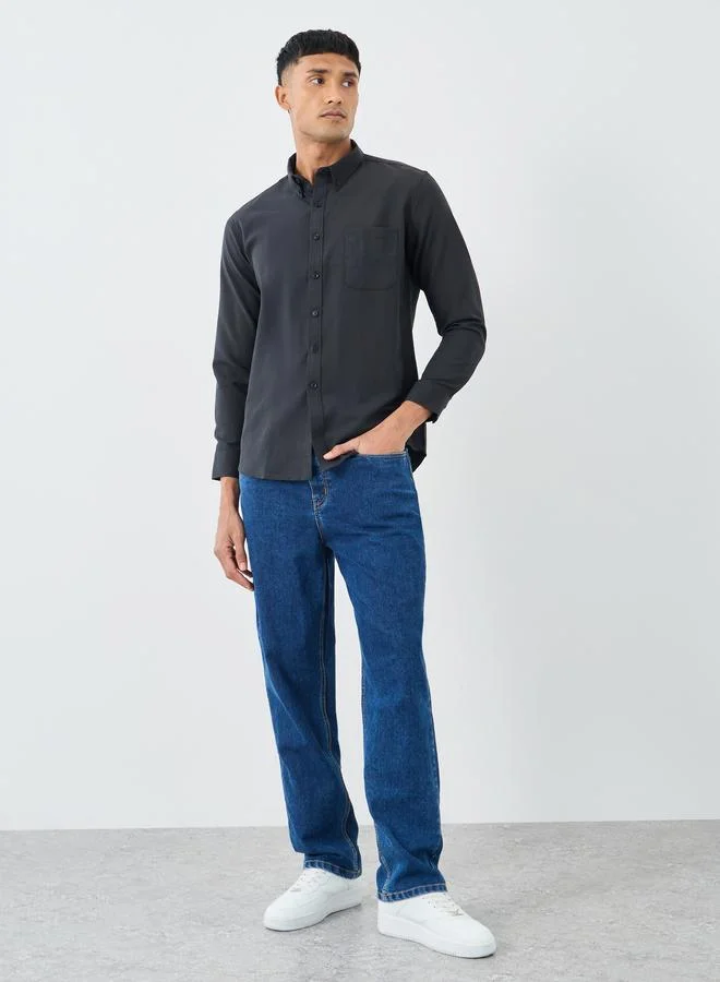 ستايلي قميص ستيلي بأزرار بقصة عادية وأكمام طويلة