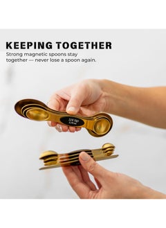 SPARK IT HOME Magnetic Measuring Spoons Set, Dual Sided Measuring Scoops with Leveler, Set of 8  - Image 4