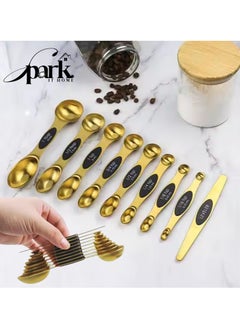 SPARK IT HOME Magnetic Measuring Spoons Set, Dual Sided Measuring Scoops with Leveler, Set of 8  - Image 1