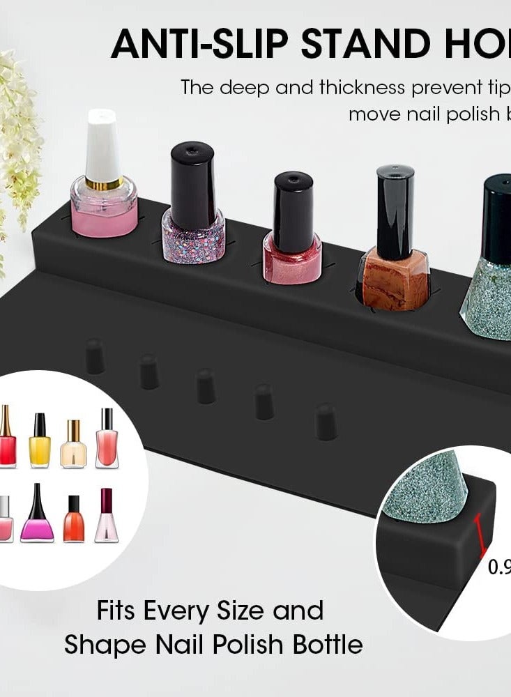 SYOSI Nail Polish Silicone Holder, Fingernail Painting Tools, 2 in 1 Nail Polish Organizer with Fixed Finger with Anti-Spill Bottle Stand and Finger Separators for Pedicure Manicure, Black - Image 4