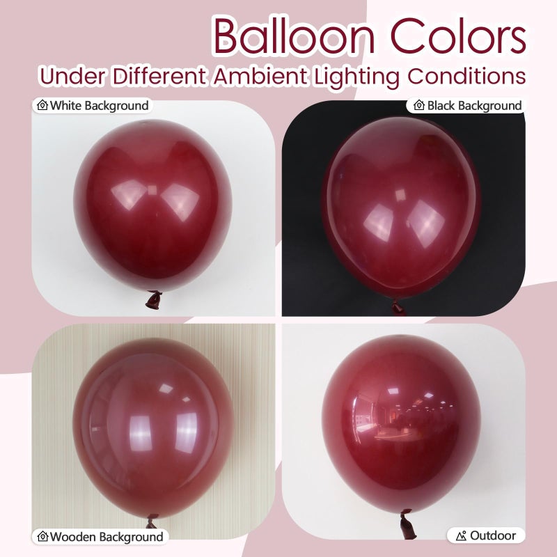 awenztech Burgundy Balloons 12 inch, Maroon Balloons 50pcs Party Balloons for Birthday Graduation Wedding Baby Shower Valentine's Day Party Decorations - Image 4