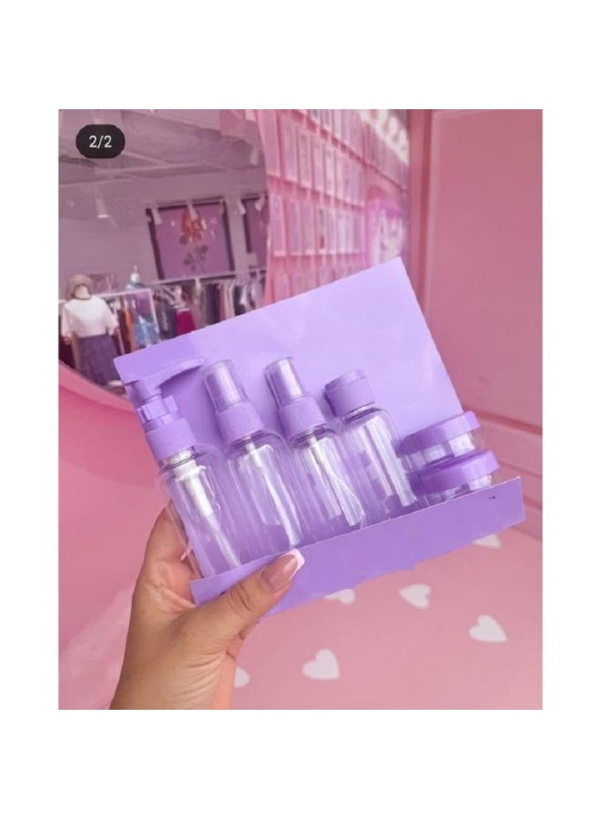 مجموعة زجاجات بلاستيكية مضادة للتسرب باللون الموف، 6 عبوات مثالية للسفر وحفظ السوائل بأمان وتنظيم.