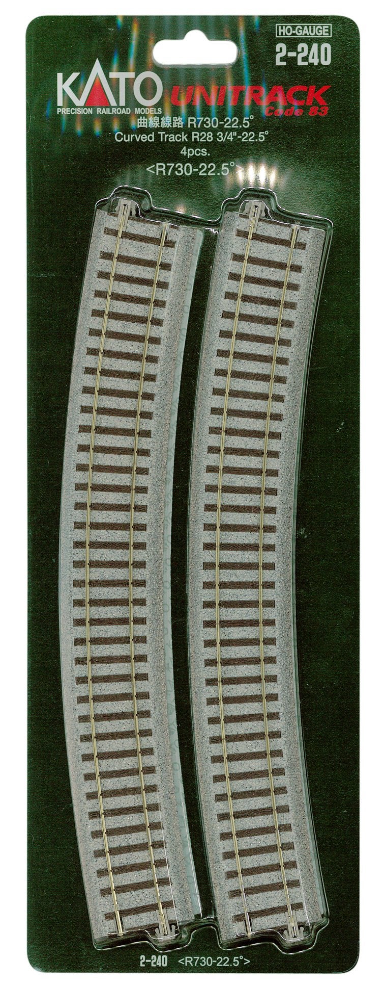 Kato USA Inc. HO 730mm 28-3/4 Radius Curve 22.5-Degree 4 KAT2240 HO Track - Image 4