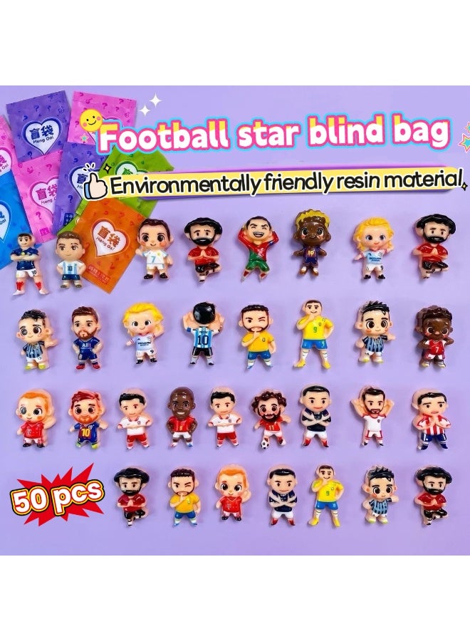 50pcs Mystery Resin Football Stars Blind Bag, Mini World Cup series Surprise Bag Resin Models Individually Wrapped Blind Bags  for Holiday Birthday,Gift for Kids,Children Party Favors Fashion Decor(Random Design) - Image 2