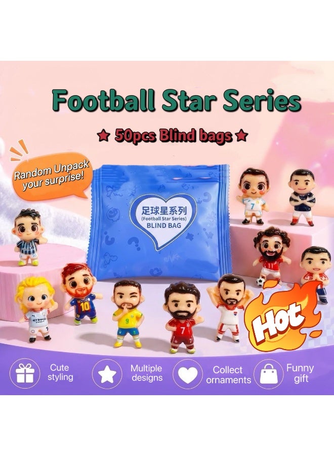 50pcs Mystery Resin Football Stars Blind Bag, Mini World Cup series Surprise Bag Resin Models Individually Wrapped Blind Bags  for Holiday Birthday,Gift for Kids,Children Party Favors Fashion Decor(Random Design) - Image 1