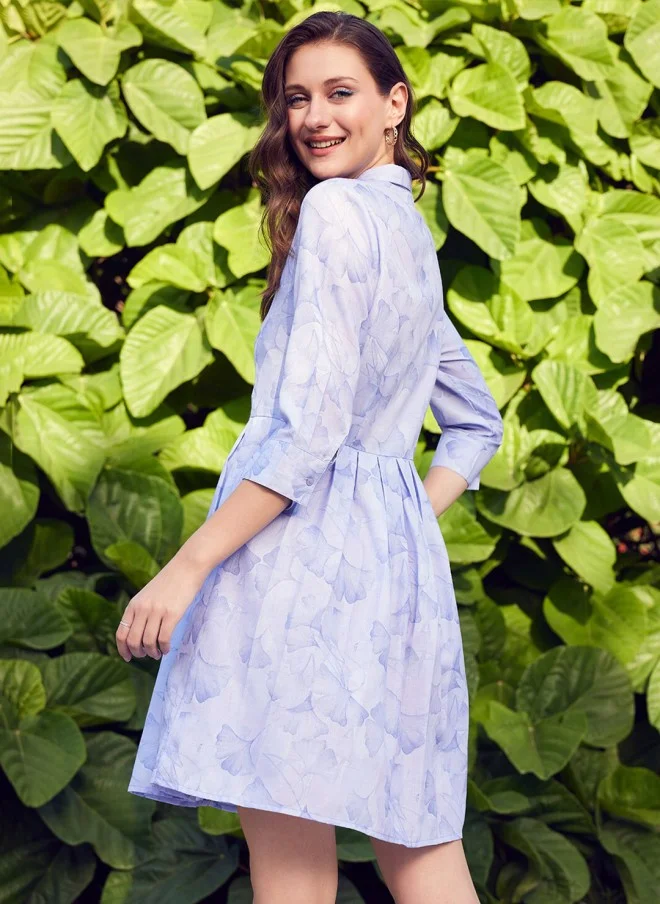 STREET 9 Floral Printed Lavender Linen Fit & Flare Mini Dress for Women