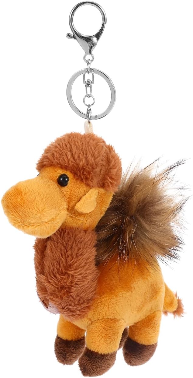 Vaguelly Camel Keychain Camel Keyring Camel Cuddly Camel Soft Toy Bag Hanging Pendant Keys Purse Charm Stuffed Camel Hanging Ornaments Goodie Bag Fillers Mini Camel Pendant Key Chain Plush - Image 1