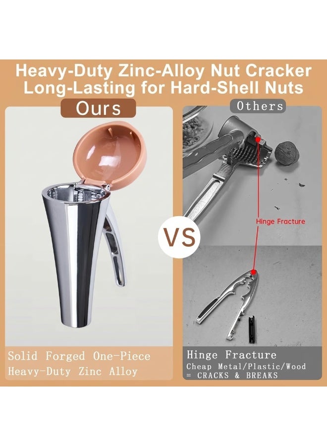 Nut Cracker,Heavy Duty Nut Cracker Tool with Splash-Proof Brown Lid,Long Leverage & Spring Return Nutcracker for Effortless Cracking - Image 3