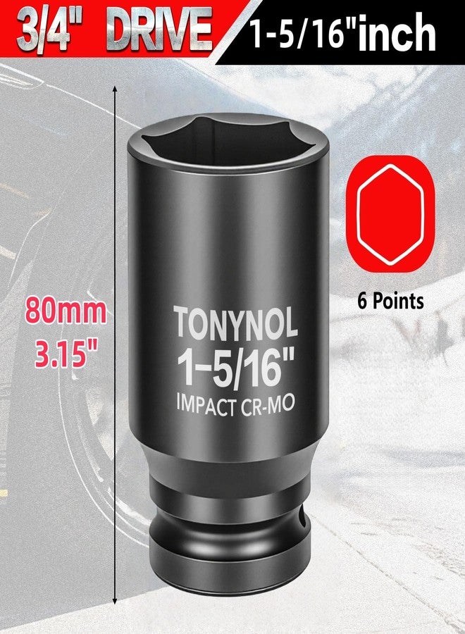 TONYNOL 3/4" Inch Drive Deep Impact Socket,6-Point,SAE 1-5/16",80mmL,CR-MO,Heavy-Duty Automotive & Industrial Repair - Image 3