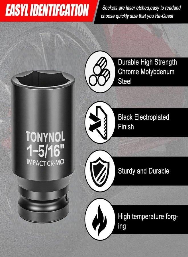 TONYNOL 3/4" Inch Drive Deep Impact Socket,6-Point,SAE 1-5/16",80mmL,CR-MO,Heavy-Duty Automotive & Industrial Repair - Image 4