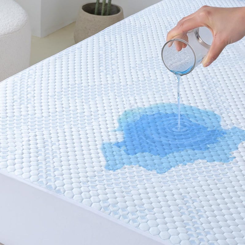 Flippeddream Nano-Cooling Fiber Mattress Protector Twin Size (39"" x 75"") 100% Waterproof  Cooling Experience Unrivaled Comfort Perfect for Every Family - Image 1