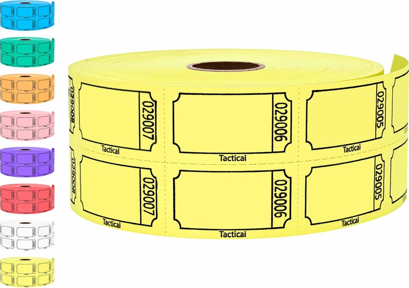 Tacticai 1000 Raffle Tickets, Blank, Yellow (1 of 8 Colors), Double Roll for Events, Entry, Class Reward, Fundraiser & Prizes - Image 1