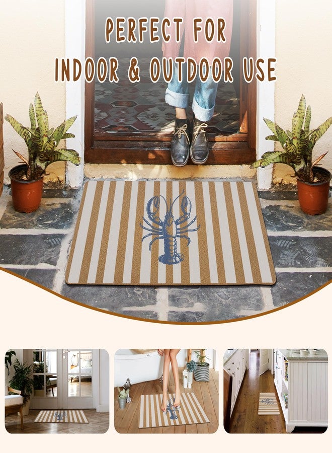 KFXHANGD Coastal Beachy Lobster Door Mat, Preppy Coastal Lobsters Front Door Mat Outside Entrance, Nautical Ocean Beach Artificial Coir Doormat Rugs for Indoor Outdoor Entryway Entry, 17x30 Inch - Image 5