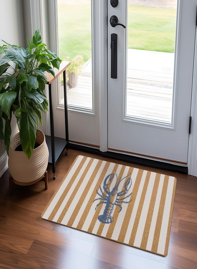 KFXHANGD Coastal Beachy Lobster Door Mat, Preppy Coastal Lobsters Front Door Mat Outside Entrance, Nautical Ocean Beach Artificial Coir Doormat Rugs for Indoor Outdoor Entryway Entry, 17x30 Inch - Image 2