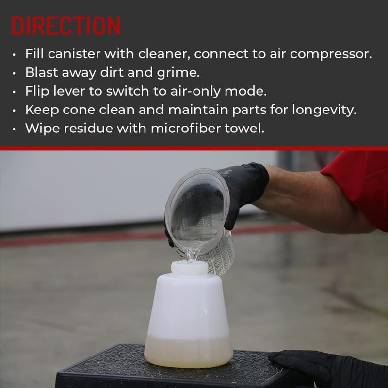 HITECH Vortex I Air Cleaning Gun – Deep Cleans Auto Interiors & Exteriors – Compressed Air Powered – Car Detailing Tool for Dirt, Dust, Grime & Stains - Image 5