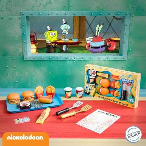 Spongebob Squarepants مجموعة لعبة سبونج بوب سكوير بانتس وجبة كرابي باتي، برغر كراستي كراي و بطاطس مقلية تفاعلية للأطفال الصغار - Image 3