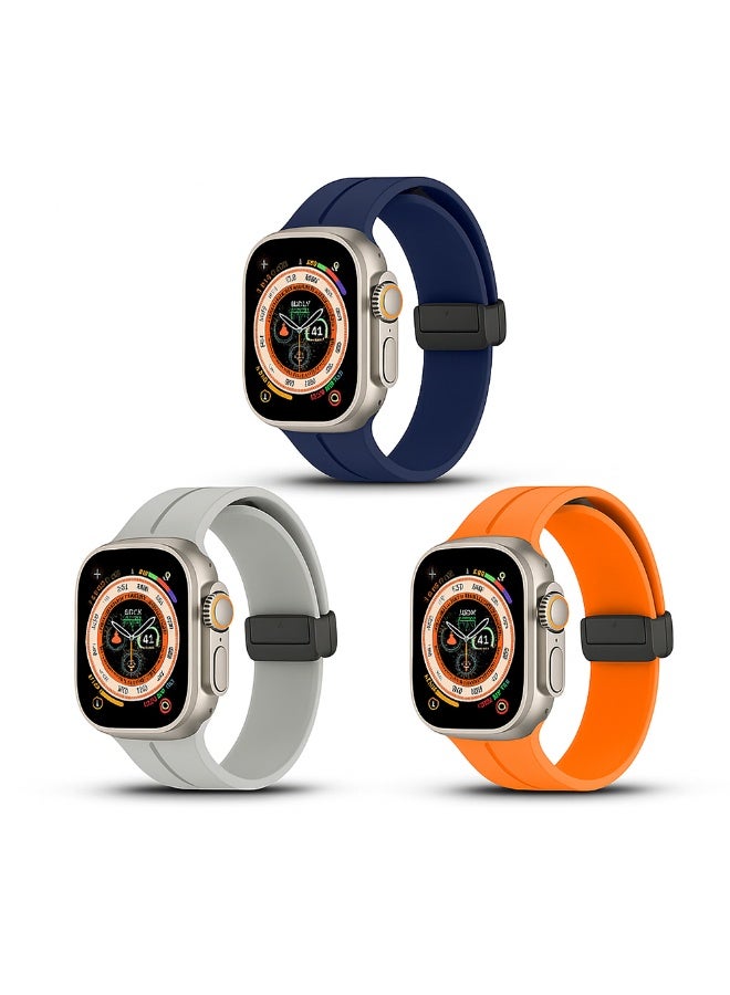O Ozone (Pack of 3) Sport Band Compatible with Samsung Galaxy Watch 8 40mm/44mm/Classic 46mm , Soft Silicone Strap with Magnetic Buckle for Men Women- Multi1 - Image 1