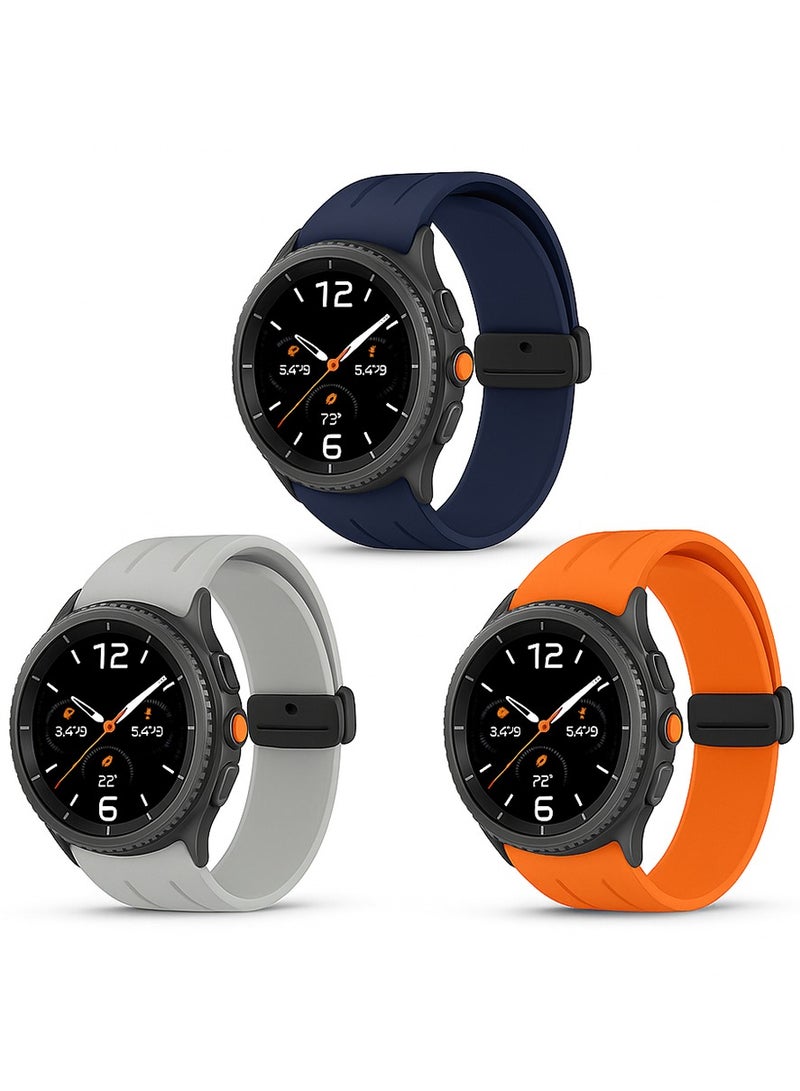 O Ozone (Pack of 3) Sport Band Compatible with Samsung Galaxy Watch 8 40mm/44mm/Classic 46mm , Soft Silicone Strap with Magnetic Buckle for Men Women- Multi1 - Image 1